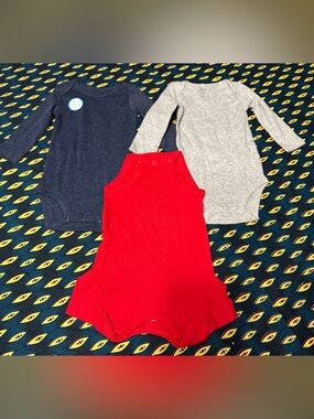 NWT Carter’s Baby Boy 3-Piece Bodysuit Set Navy Gray Red 6M